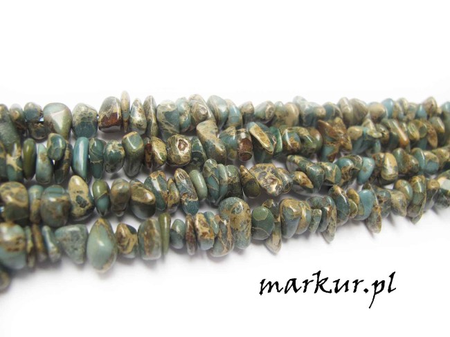 Jaspis impresja morski sieczka 4 - 8 mm sznur 38 cm (1)