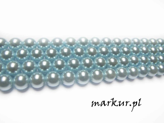 Muszla lakierowana błękitna kula  8 mm sznur (2)
