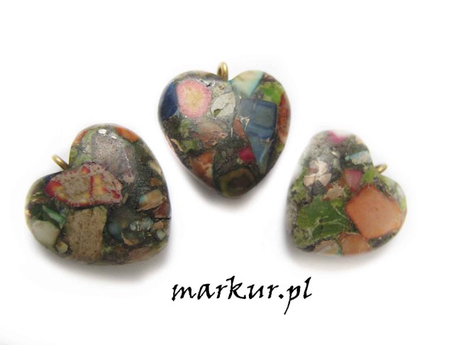 Jaspis impresja mix kolorów zawieszka serce 20 mm (1)