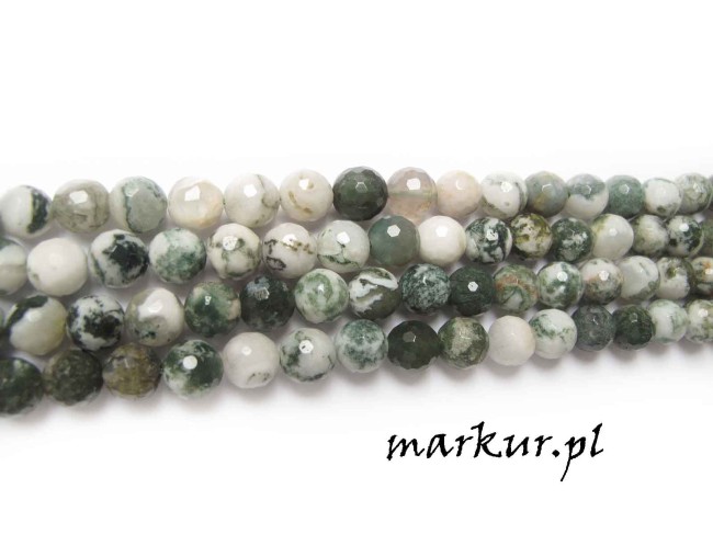 Agat drzewny fasetka kula  8 mm sznur (2)