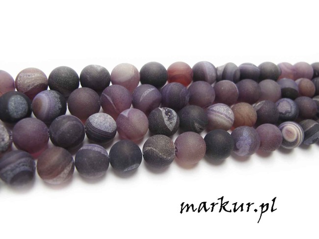 Agat druzy trawiony ametystowy kula 12 mm sznur (1)