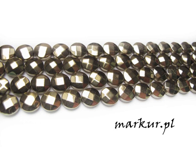 Hematyt kolor pirytu fasetka moneta 10 mm sznur (2)