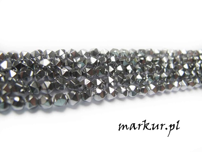 Hematyt kolor srebrny fasetka nugaty  4 mm sznur (2)