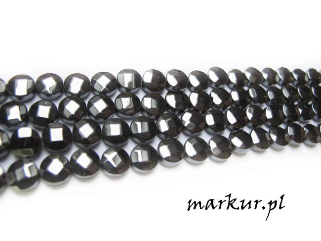 Hematyt fasetka moneta  4 mm sznur (2)