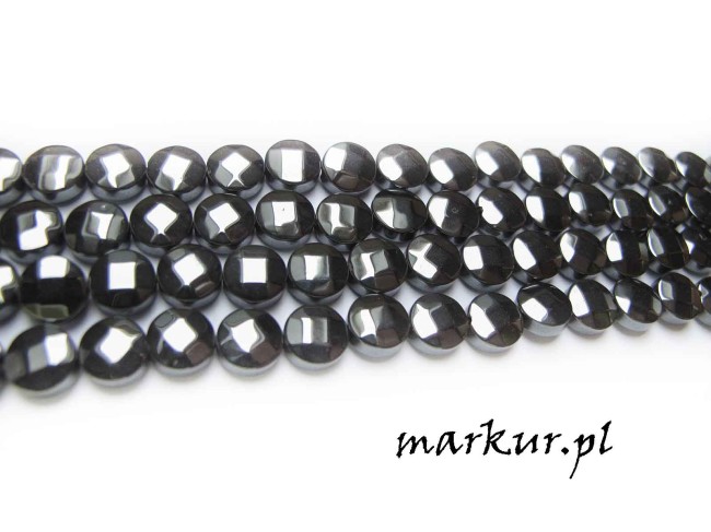 Hematyt fasetka moneta  6 mm sznur (1)
