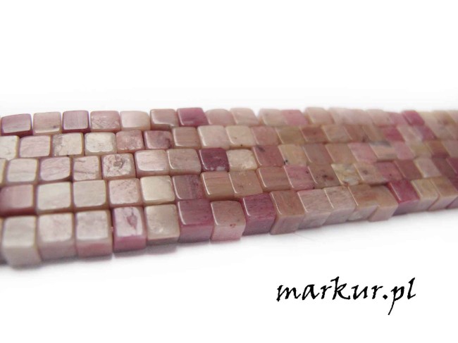 Rodonit kostka  4 mm sznur (1)