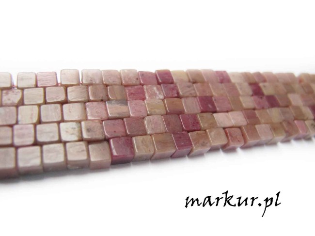 Rodonit kostka  4 mm sznur (2)
