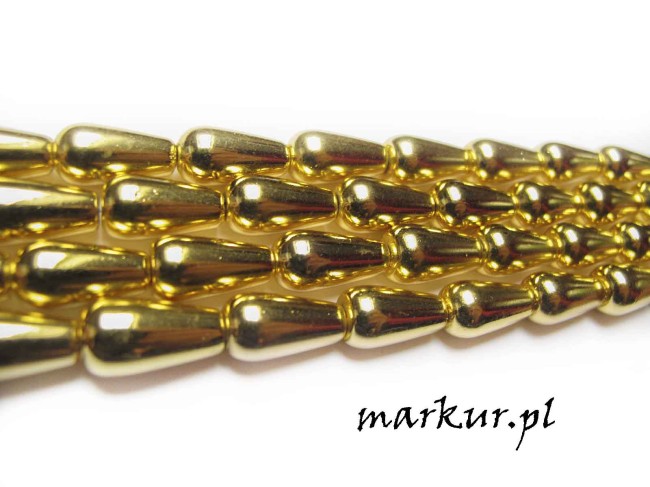 Hematyt kolor złoty łezka 8/16 mm sznur (2)