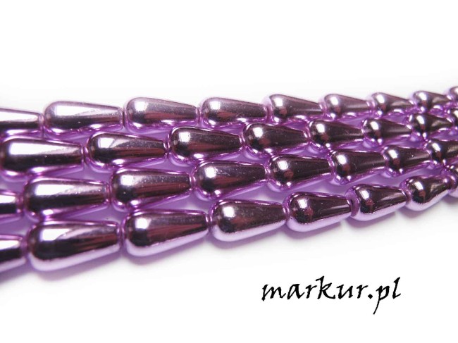 Hematyt kolor fuksja ciemny łezka 8/16 mm sznur (2)