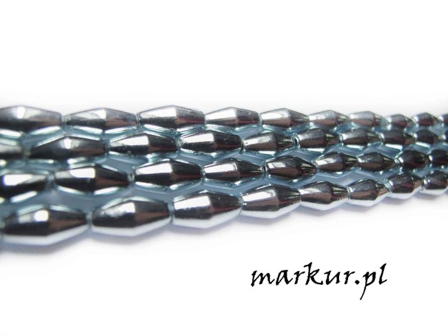 Hematyt kolor błękitny bicone 6/12 mm sznur (1)