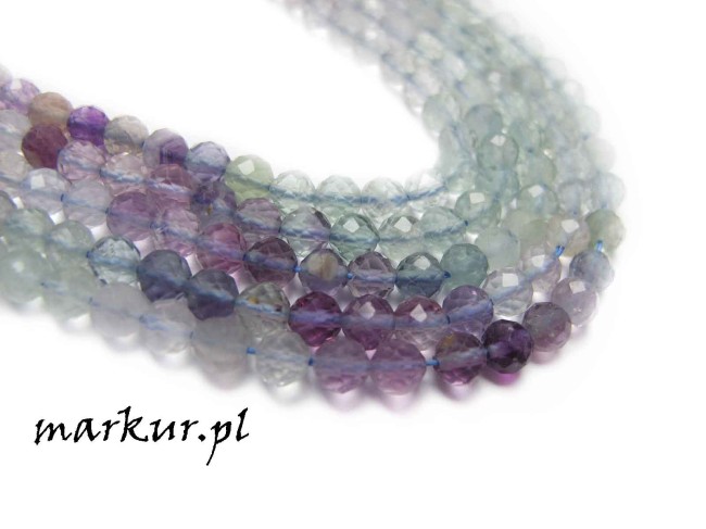 Fluoryt tęczowy cieniowany fasetka kula  4 mm sznur (1)