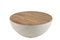 Stół Okrągły Drewno Mango / Żelazo Naturalny / Biały Mały (70x70x31cm)
