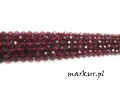 Granat purpurowy fasetka kula  3 mm sznur