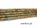 Jaspis impresja pomarańczowo turkusowy foliowany bambo 4/13 mm sznur