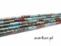 Jaspis impresja turkusowo czerwony pałeczka 4/13 mm sznur