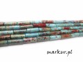 Jaspis impresja turkusowo czerwony pałeczka 4/13 mm sznur