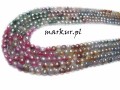 Agat mix kolorów platerowany fasetka moneta  4 mm sznur