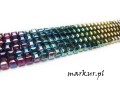 Hematyt fasetka cieniowany mix kolorów kostka  6 mm sznur
