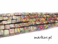 Jaspis impresja mix kolorów kostka  6 mm sznur