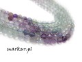 mini: Fluoryt tęczowy cieniowany fasetka kula  4 mm sznur (2)