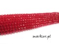 mini: Koraliki szklane czerwone fasetka kula  2 mm sznur (1)