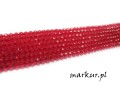 mini: Koraliki szklane czerwone fasetka kula  2 mm sznur (2)