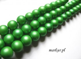Koraliki szklane matowe kolor zielony kula 10 mm sznur
