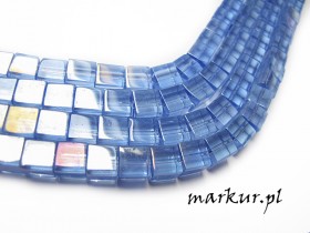Koraliki szklane AB niebieskie kostka  8 mm sznur