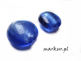 Koraliki szklane niebieskie moneta 28 mm 