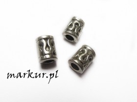 Koraliki metalowe kolor platynowy wałek 8/10 mm opakowanie 5 sztuk