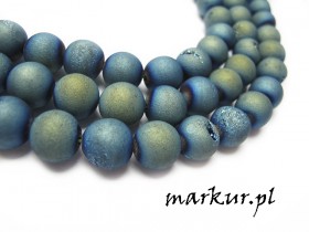 Agat druzy trawiony niebiesko_zielony kula 12 mm sznur