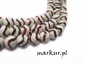 Agat tybetański fasetka czerwono_biały kula 10 mm sznur