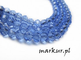 Koraliki szklane niebieskie fasetka oponka  6/8 mm sznur