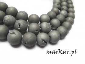 Agat druzy trawiony srebrny kula  8 mm sznur
