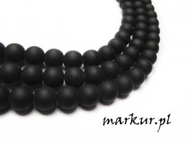 Koraliki szklane trawione black stone kula 12 mm sznur