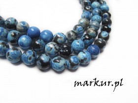 Agat ognisty lazurowo_popielaty kula 12 mm sznur
