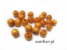 Koraliki drewniane kolor pomarańczowy kula 10 mm opakowanie 30 sztuk