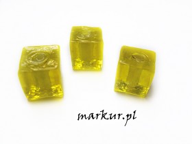 Koraliki szklane żółte kostka 12 mm opak./10 sztuk