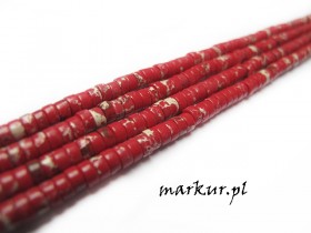 Jaspis impresja czerwony talarek 2/4 mm sznur