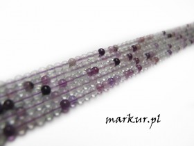 Fluoryt purpurowy kula  3 mm sznur