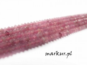 Turmalin różowy fasetka spodek 2/3 mm sznur