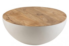 Stół Okrągły Drewno Mango / Żelazo Naturalny / Biały Duży (90x90x38cm)