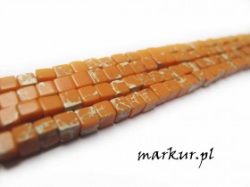 Jaspis impresja pomarańczowy kostka 4 mm sznur
