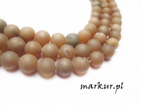 Agat druzy trawiony brzoskwiniowy kula 10 mm sznur