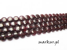Granat fasetka moneta  6 mm sznur