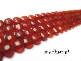 Karneol fasetka moneta  6 mm sznur