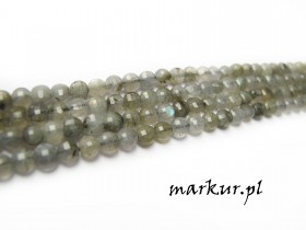 Labradoryt fasetka moneta  4 mm sznur