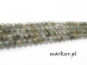 Labradoryt fasetka moneta  4 mm sznur