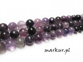 Fluoryt purpurowy kula 10 mm sznur