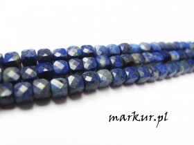 Lapis lazuli fasetka kostka  4 mm sznur